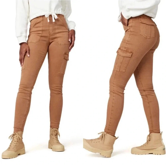 Spanx Stretch Twill Ankle Cargo Pants Brown Size M - Picture 1 of 7